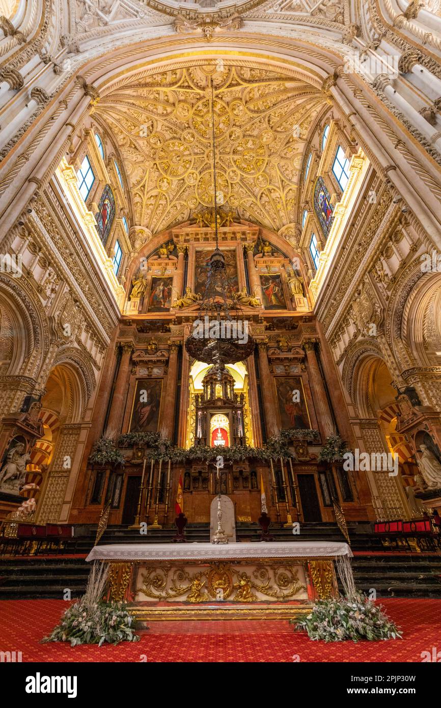 Innere der Moschee – Kathedrale von Cordoba, Cordoba, Andalusien, Spanien, Südwesteuropa Stockfoto