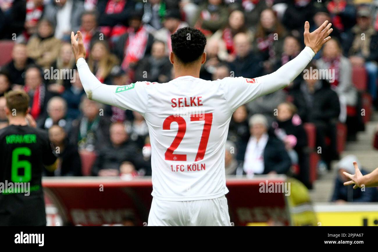 RheinEnergieStadion Köln Deutschland 2,4.2023, Fußball: Bundesliga Saison 2022/23, Spieltag 26, 1. FC Köln (KOE) vs. Borussia Moenchengladbach (BMG) - Davie Selke (KOE) Stockfoto