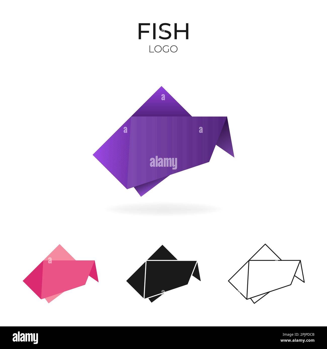 Origami-Vektorlogo und Symbol mit Fisch. Stock Vektor