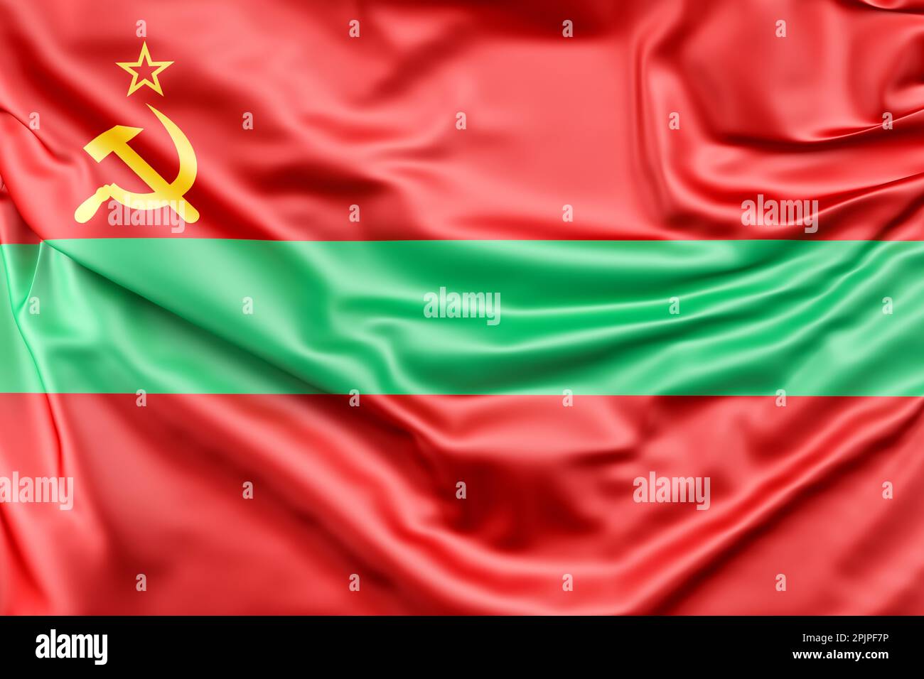 Geraffte Flagge Transnistriens. 3D-Rendering Stockfoto