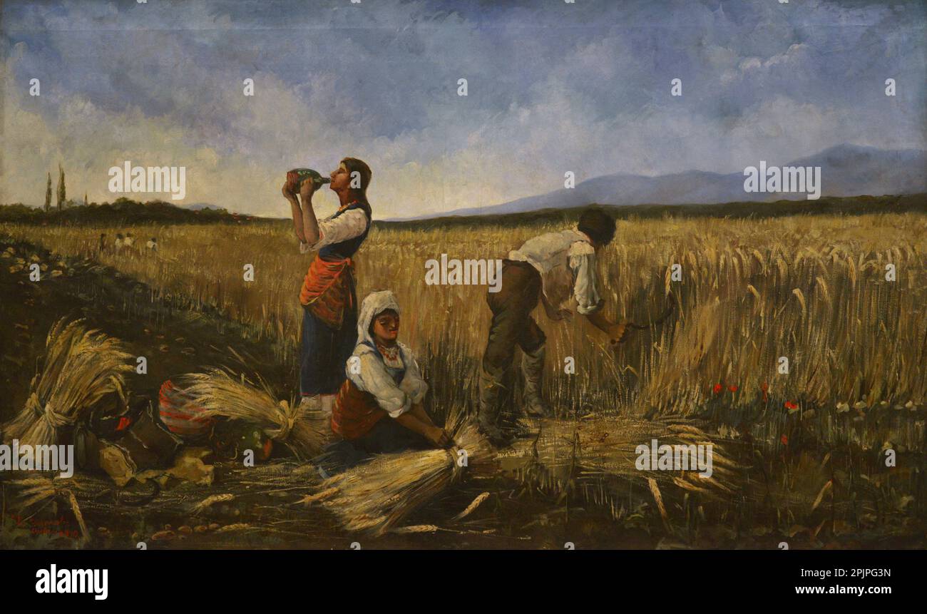 Ivan Angelov (1864-1924). Bulgarischer Maler. Ernte, 1890. Teilnahme der Kunstabteilung der Plovdiv-Ausstellung 1892. National Art Gallery Sofia. Bulgarien. Stockfoto