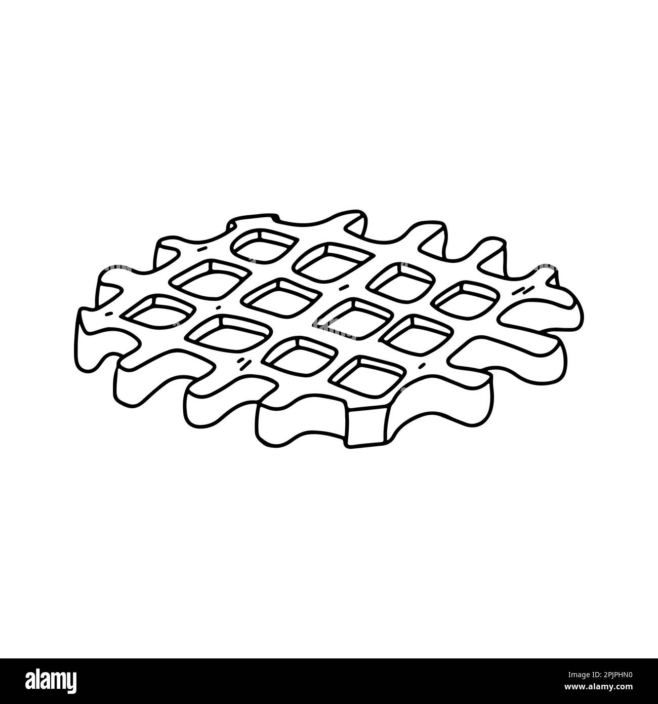 Waffel im handgezeichneten Kritzelstil. Dessert Bakery Sketch. Vektordarstellung isoliert auf weißem Hintergrund. Stock Vektor