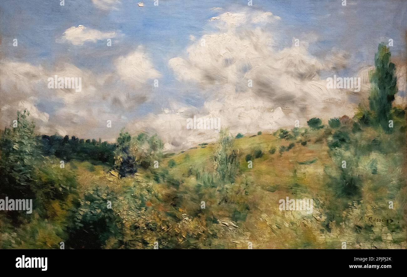 Pierre Auguste Renoir Gemälde, der Windstoß, 1872; Frankreich; französischer impressionistischer Maler aus dem 19. Jahrhundert. Landschaft, Französischer Impressionismus. Stockfoto