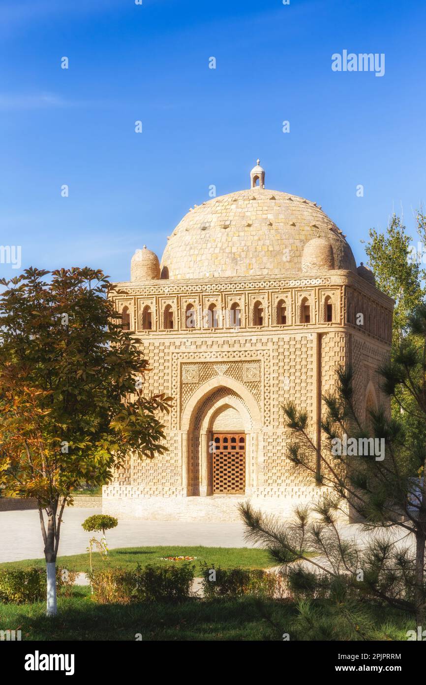 Ismail Samani Mausoleum die Ruhestätte der mächtigen und einflussreichen islamischen Samanid-Dynastie, Bukhara, Usbekistan Stockfoto