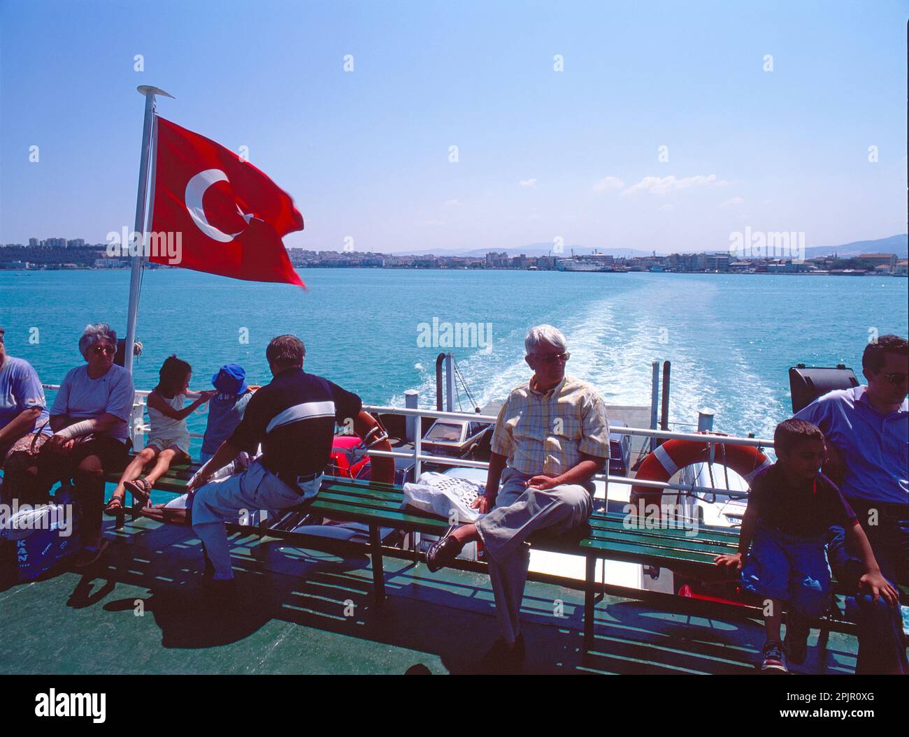 Über die Dardanelles-Straße in der Türkei Stockfoto