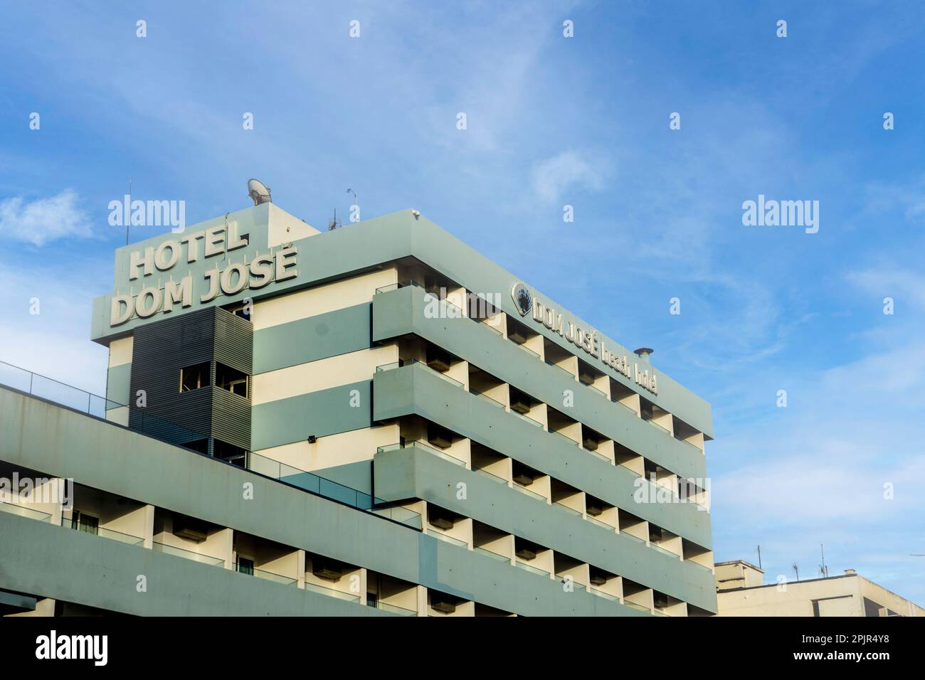 Dom Jose Hotel, Quarteira, Portugal. Ein 3 Sterne Hotel am Strand. Stockfoto