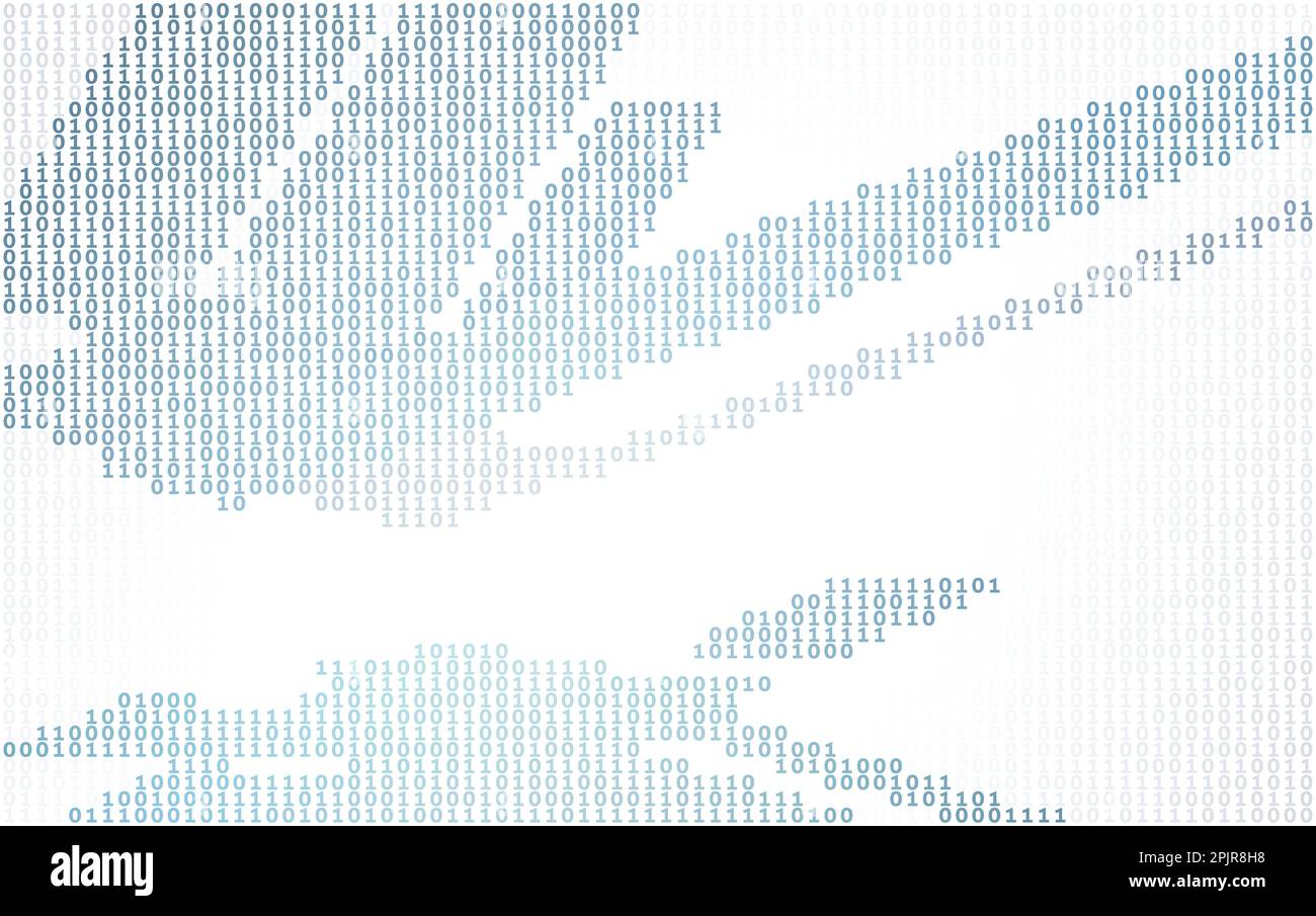 Abstrakter binärer Code-Hintergrund durch Einsen und Nullen mit digitalem Fluss. Grafisches Vektormuster Stock Vektor
