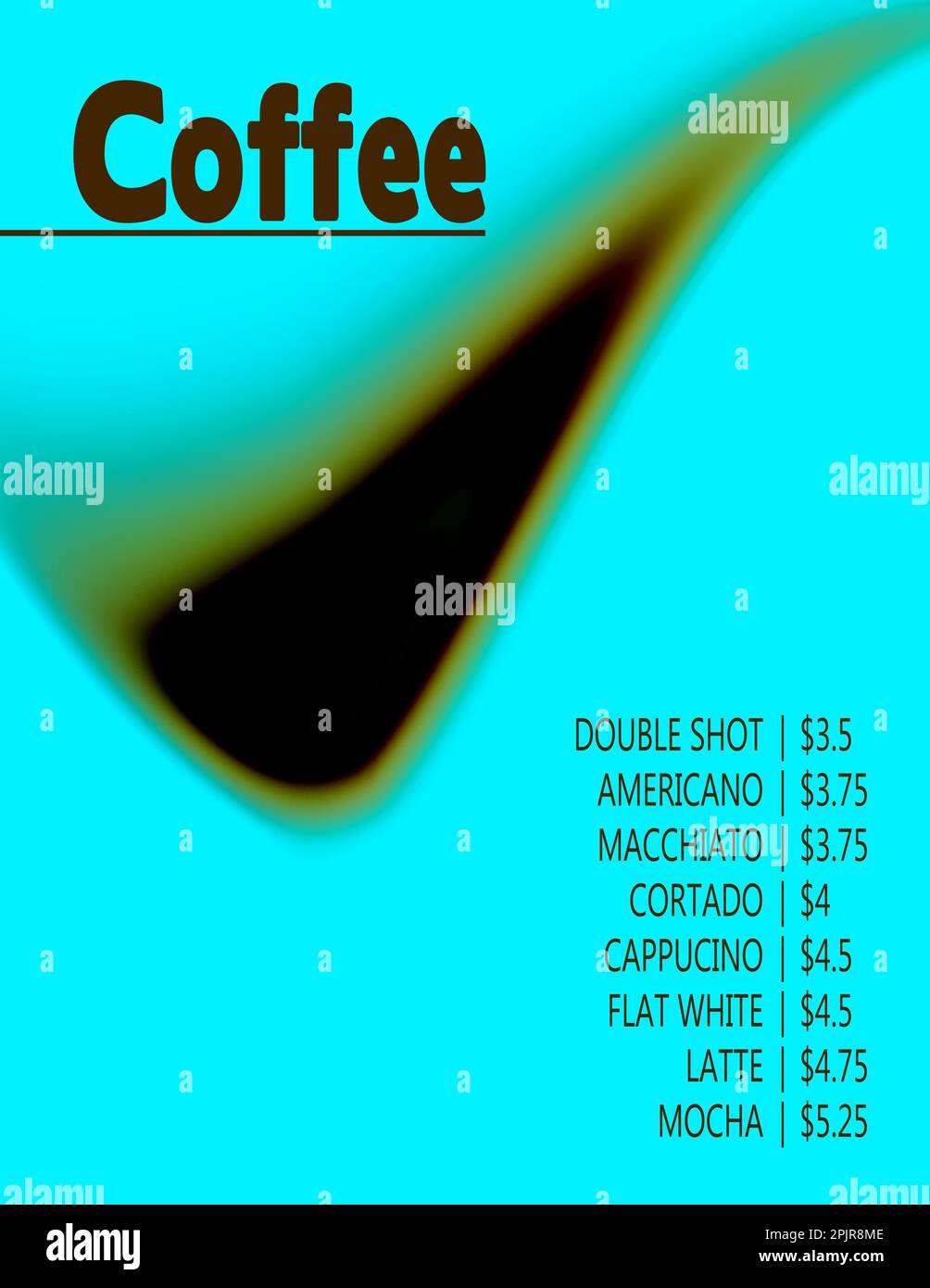 Abstrakter konzeptioneller Hintergrund mit verschwommener Form für ein Kaffeemenü. Vorlage für kreative Vektorgrafiken Stock Vektor