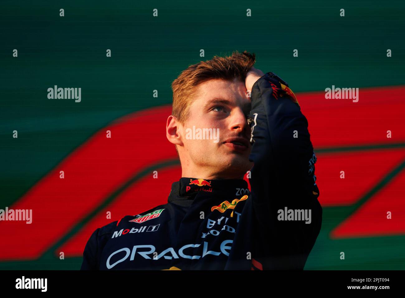 Melbourne, Australien. 02. April 2023. MELBOURNE, AUSTRALIEN, Albert Park Street Circuit, 2. April: Podium des Rennsiegers Max Verstappen (NED) des Teams Red Bull während des australischen Formel 1 Grand Prix auf dem Albert Park Street Circuit am 2. April 2023. Formel 1 – F1 Motorsport, gebührenpflichtiges Bild, Foto und Copyright © PETERSON Mark ATP Images (PETERSON Mark/ATP/SPP) Guthaben: SPP Sport Press Photo. Alamy Live News Stockfoto