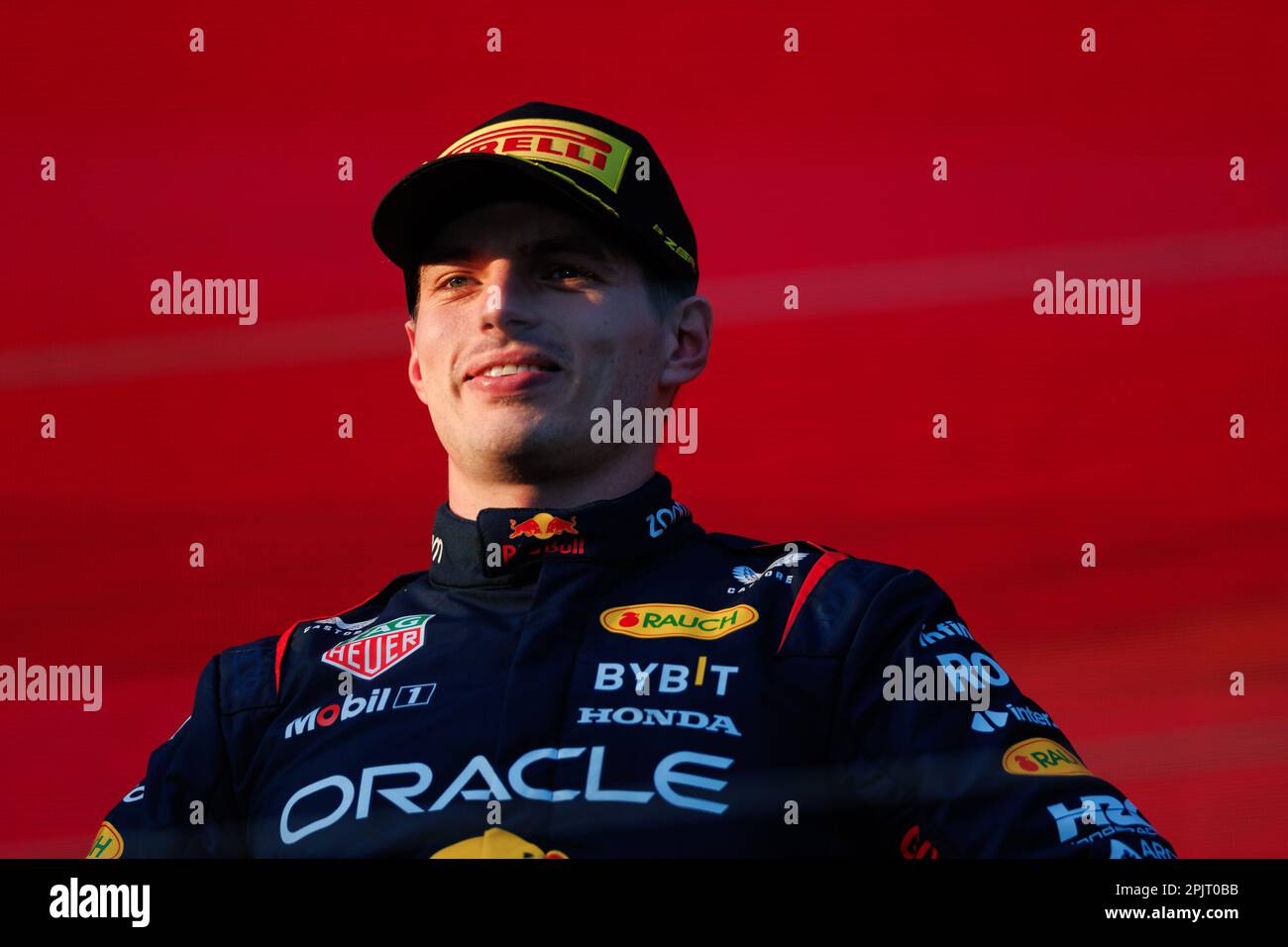 Melbourne, Australien. 02. April 2023. MELBOURNE, AUSTRALIEN, Albert Park Street Circuit, 2. April: Podium des Rennsiegers Max Verstappen (NED) des Teams Red Bull während des australischen Formel 1 Grand Prix auf dem Albert Park Street Circuit am 2. April 2023. Formel 1 – F1 Motorsport, gebührenpflichtiges Bild, Foto und Copyright © PETERSON Mark ATP Images (PETERSON Mark/ATP/SPP) Guthaben: SPP Sport Press Photo. Alamy Live News Stockfoto