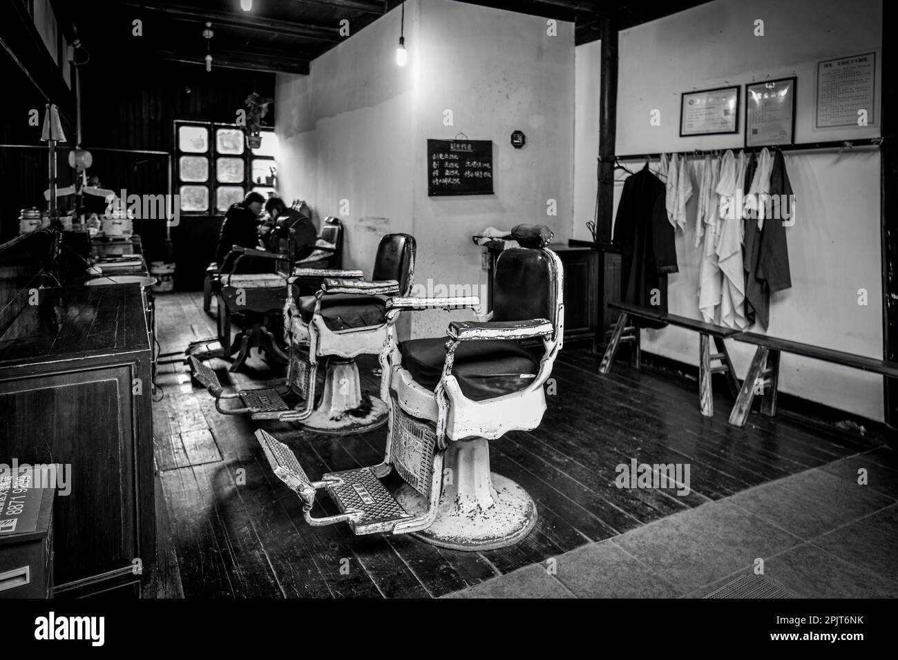 Traditioneller Friseur in der antiken Stadt Zhejiang, China Stockfoto