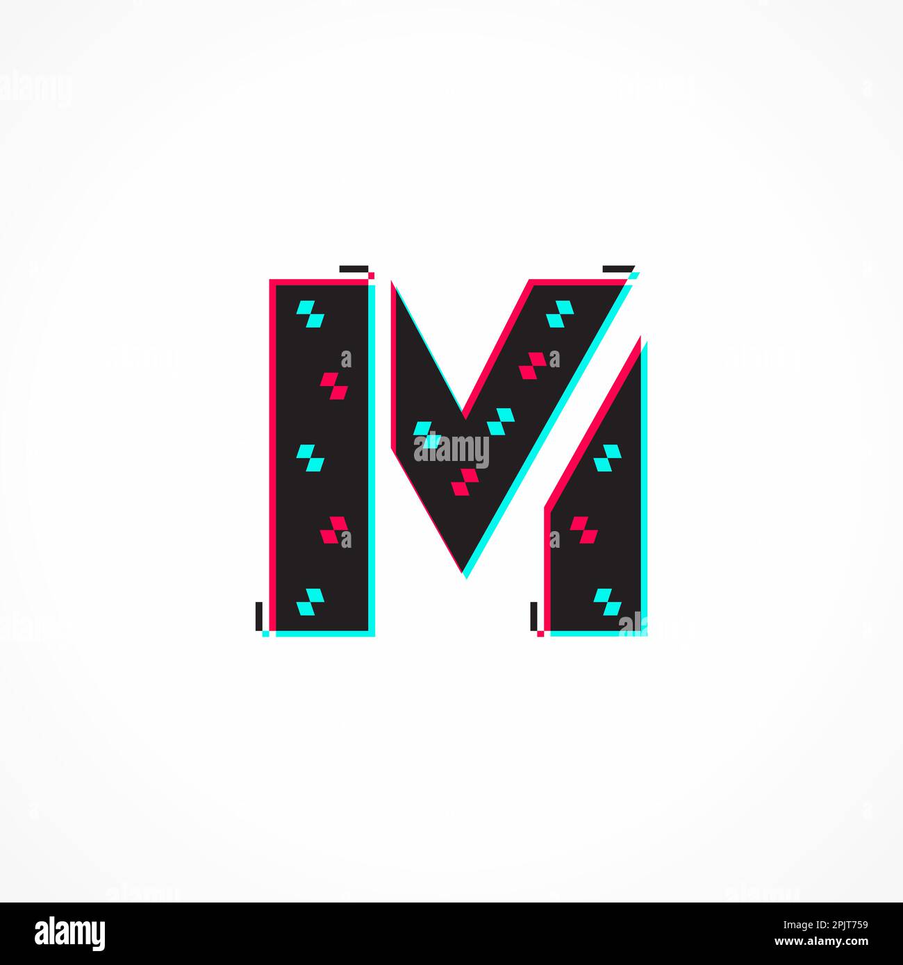 Abstraktes Glitch-Effekt-Logo-Design mit dem Buchstaben M der Unternehmensidentität Stock Vektor