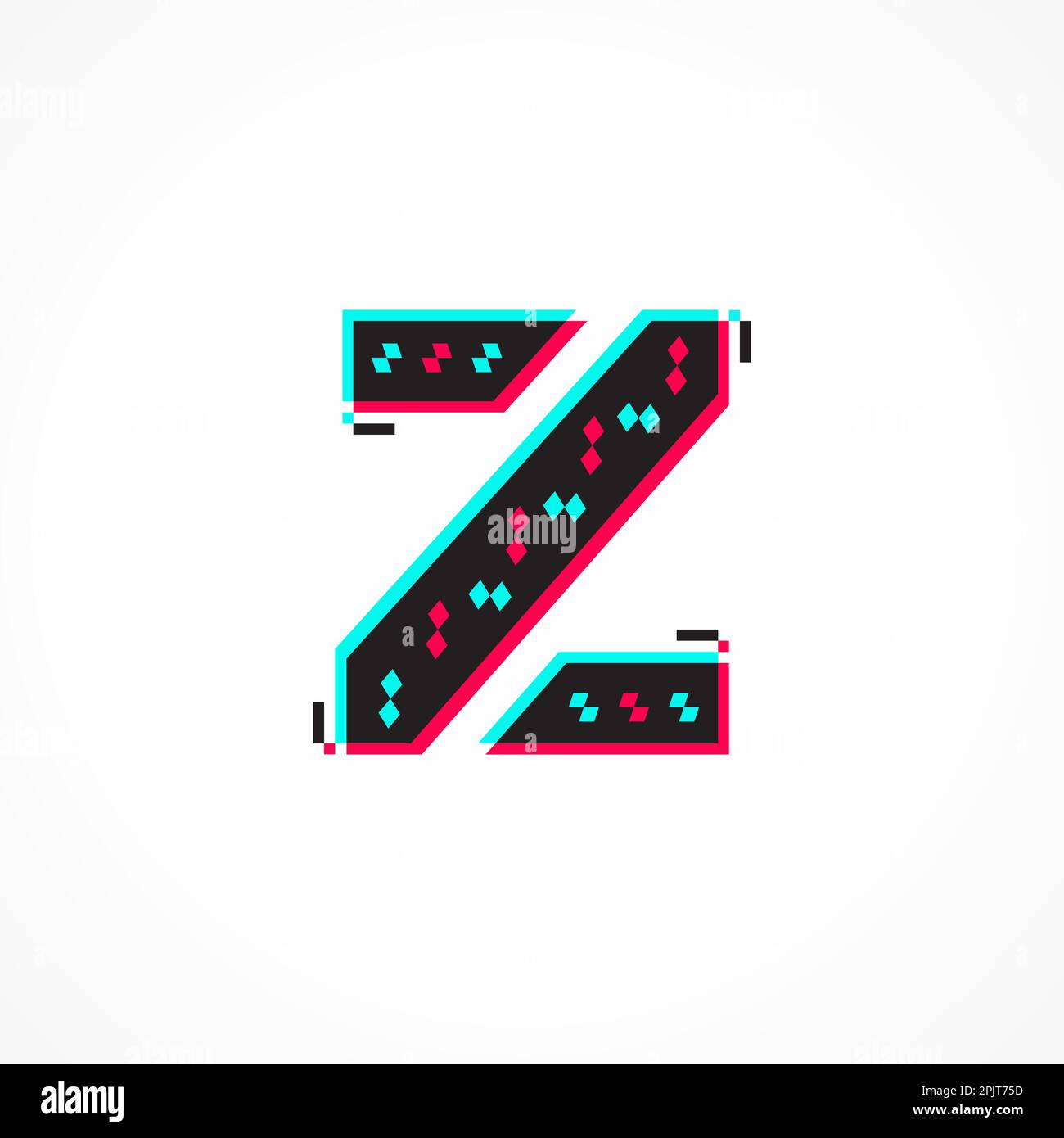 Abstraktes Glitch-Effect-Logo mit dem Buchstaben Z der Unternehmensidentität Stock Vektor