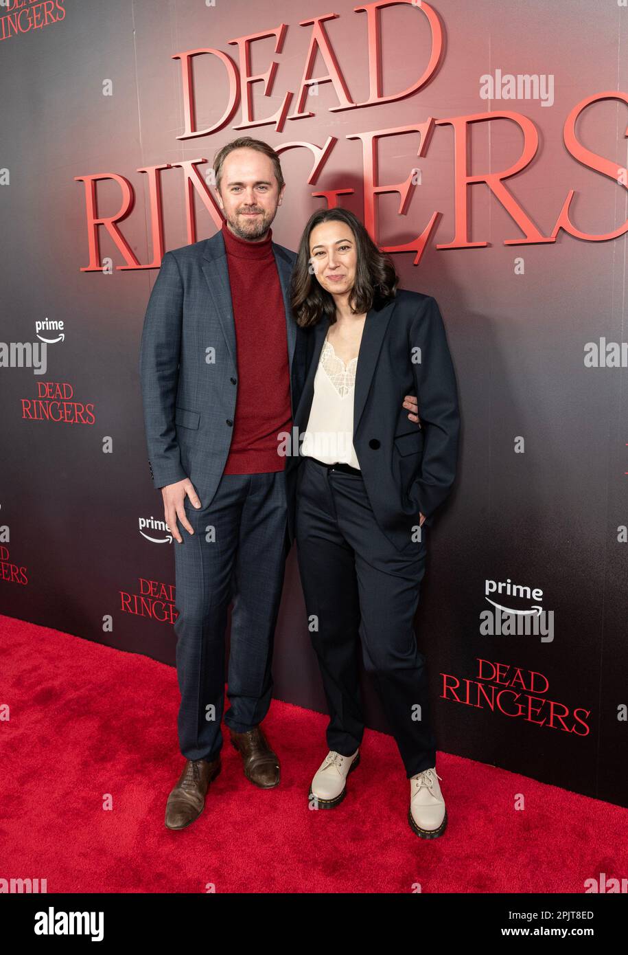 New York, USA. 03. April 2023. Chris Britton und Lauren Wolkstein nehmen am 3. April 2023 an der Weltpremiere „Dead Ringer“ von Amazon Prime bei Metrograph in New York Teil. (Foto: Lev Radin/Sipa USA) Guthaben: SIPA USA/Alamy Live News Stockfoto