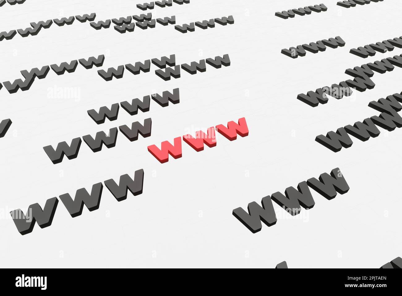 WWW-Symbole auf weißem Hintergrund 3D-Rendern. Hypertext Transfer Protocol Secure Web 3 Stockfoto