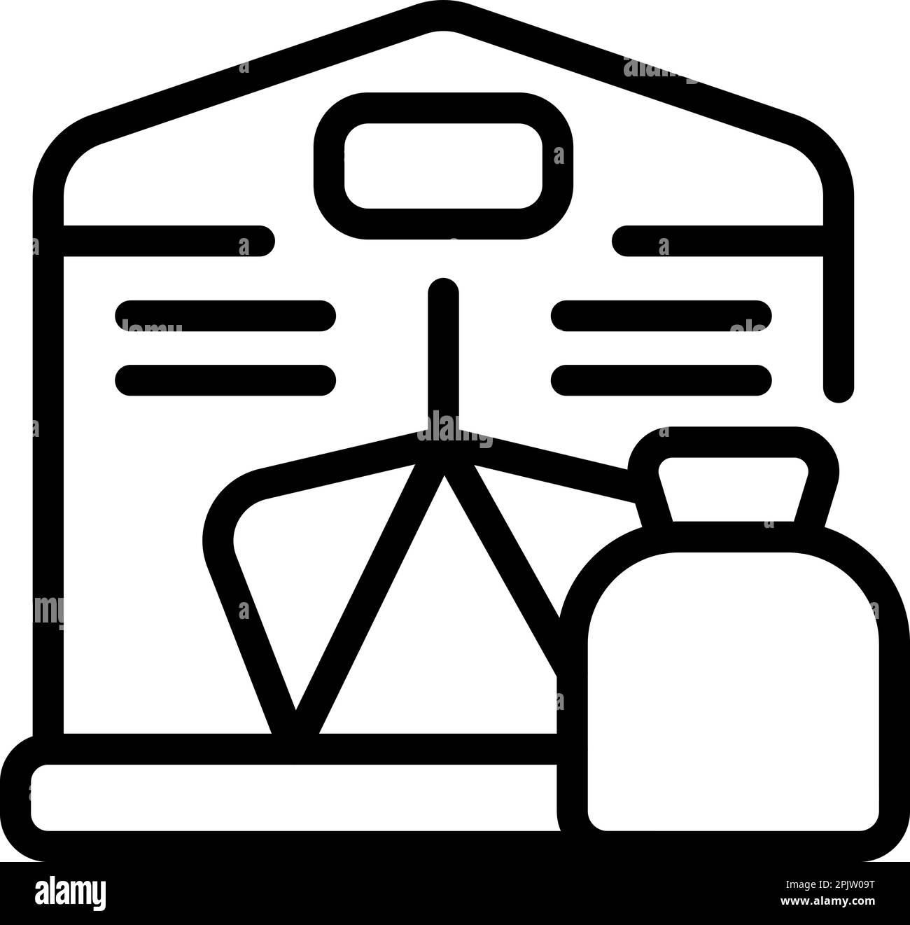 Armutszelt-Symbol-Umriss-Vektor. Obdachlose Familie. Privatperson Stock Vektor Armutszelt-Symbol-Umriss-Vektor. Obdachlose Familie. Privatperson Stock Vektor