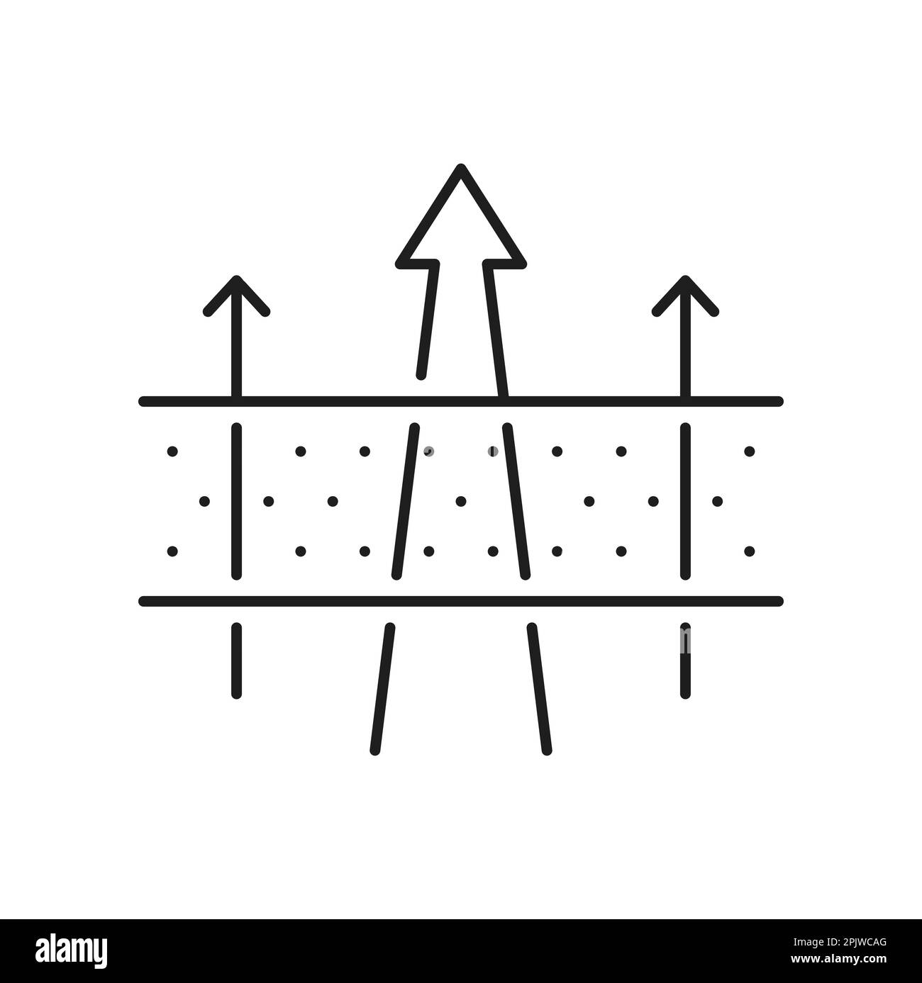 Atmungsaktive Materialschicht Icon, faserstoffabweisende Oberfläche, wasserdichtes Design. Vektorfaser-Gewebefilter. Textilstapel auf Membranbasis Stock Vektor