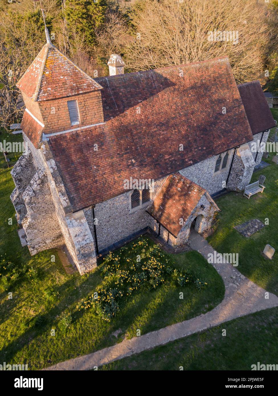 Die Kirche St. Mary, die Jungfrau, Friston, die Kirche von England Stockfoto