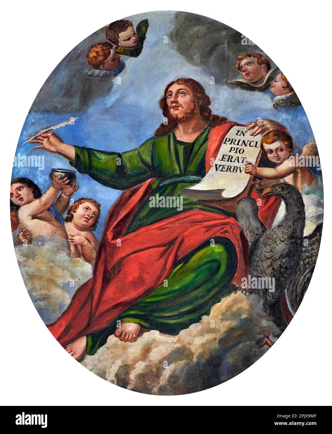 S. Giovanni evangelista - affresco - G. A. Cappello - 1730 - Erbusco (Bs), chiesa parrocchiale di S. Maria Assunta Stockfoto