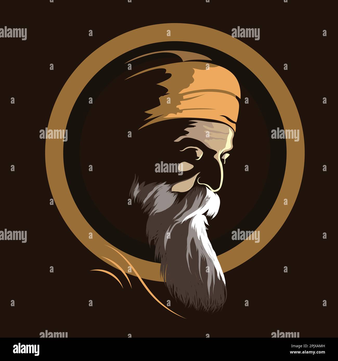 Guru Nanaks Kunstillustrationsvektor Stock Vektor