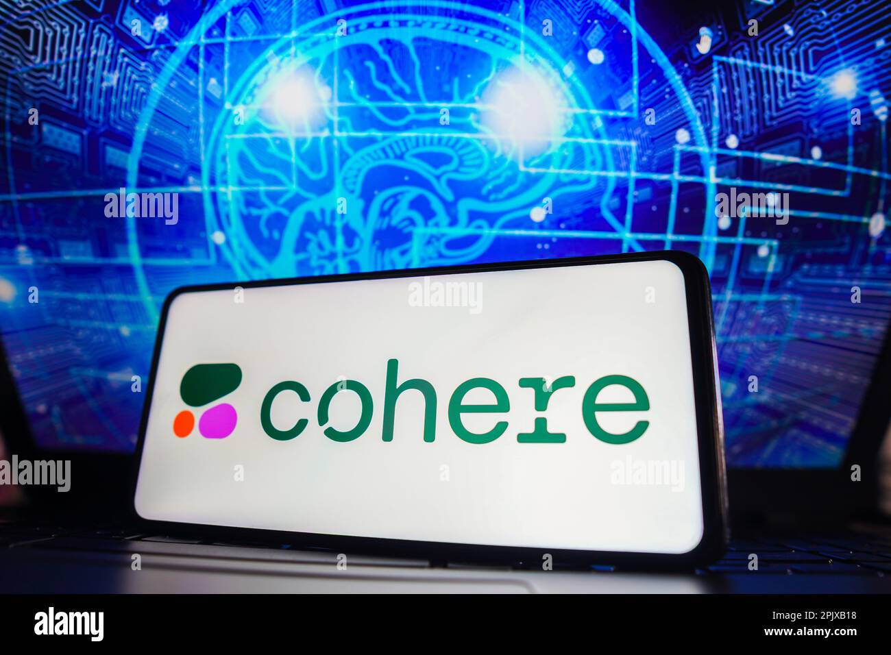 Brasilien. 03. April 2023. In dieser Abbildung wird das Cohere Logo auf einem Smartphone-Bildschirm angezeigt. Kredit: SOPA Images Limited/Alamy Live News Stockfoto