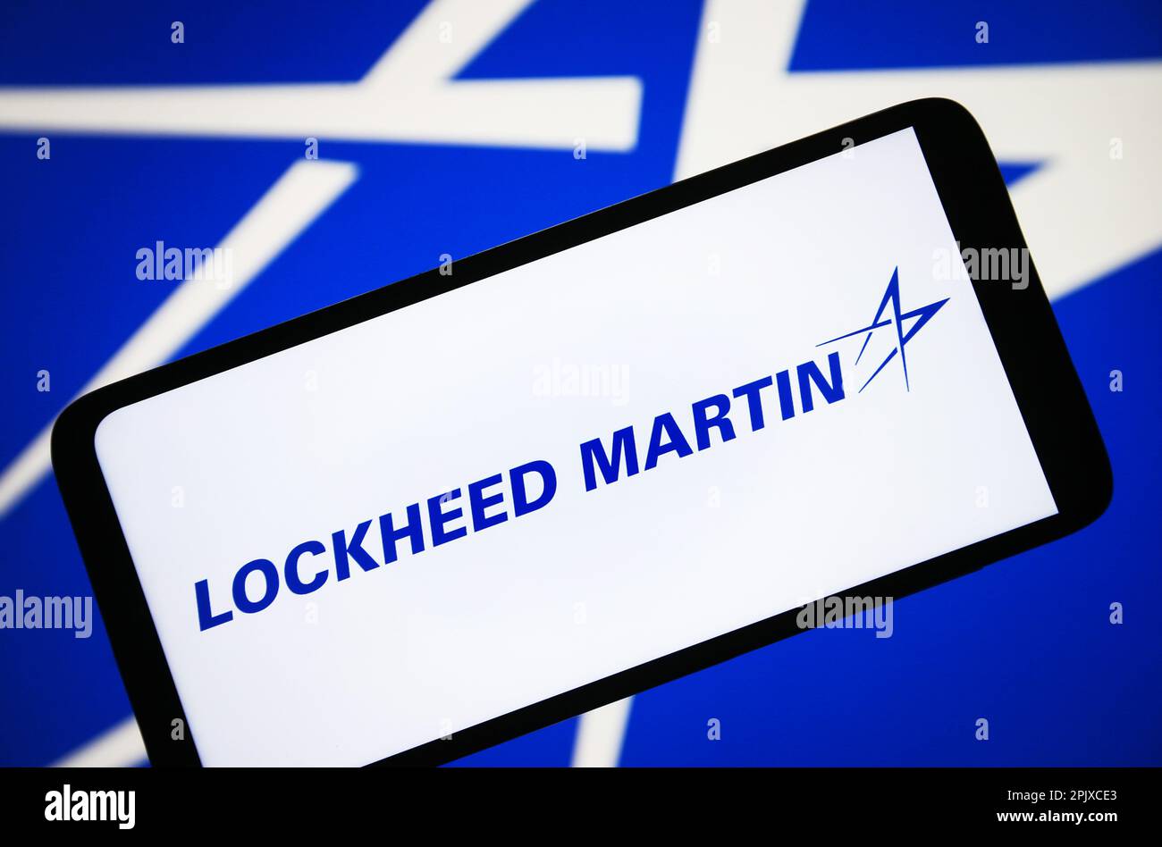 Ukraine. 03. April 2023. In dieser Fotoabbildung ist ein Lockheed Martin Corporation Logo auf einem Smartphone-Bildschirm zu sehen. Kredit: SOPA Images Limited/Alamy Live News Stockfoto