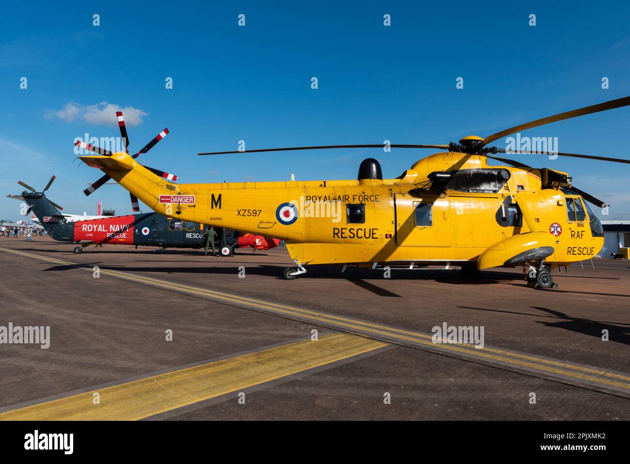 Westland WS-61 Sea King HAR3 Hubschrauber XZ597 auf der Royal International Air Tattoo, RAF Fairford, Großbritannien. Ex RAF im zivilen Einsatz als G-SKNG Stockfoto