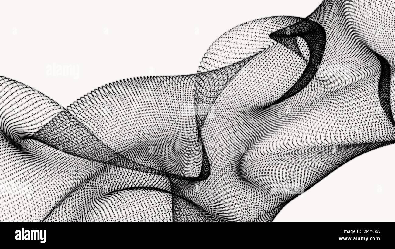 Abstrakte Dekoration. 3D-Vektordarstellung. Abstrakte, dynamische, gepunktete Wellenlinie. Modernes futuristisches einfaches Punktmuster. Vektordarstellung. Stockfoto