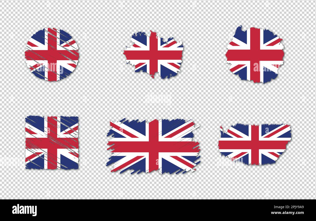 Britische Flagge in Herzform und Herzkontur. Creative Isolated flag of United Kingdom (Creative isolierte Flagge des Stock Vektor