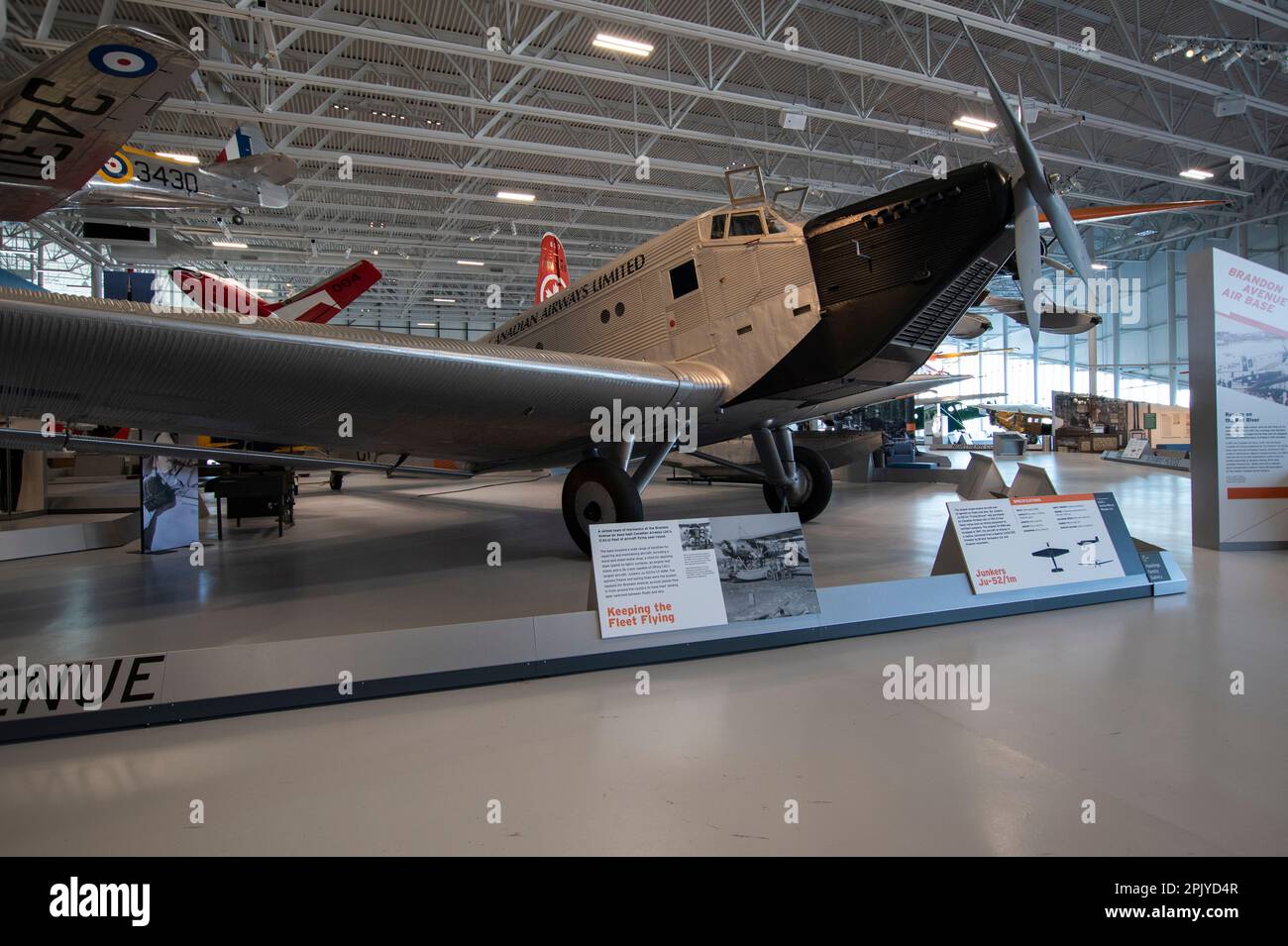 Junkers Ju-52/1m im Royal Aviation Museum of Western Canada in Winnipeg, Manitoba, Kanada Stockfoto