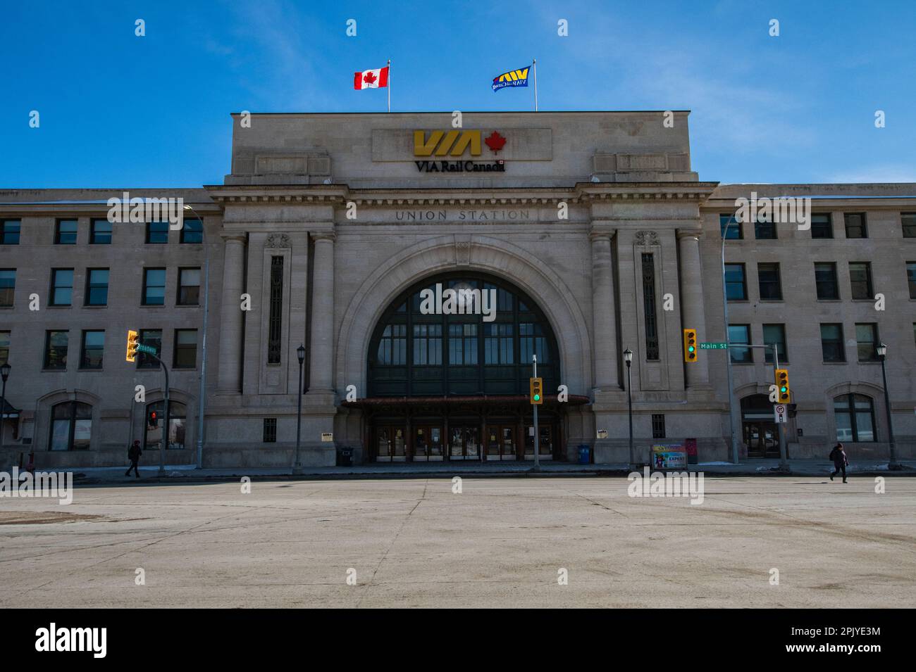 Vordereingang zur Union Station in Winnipeg, Manitoba, Kanada Stockfoto