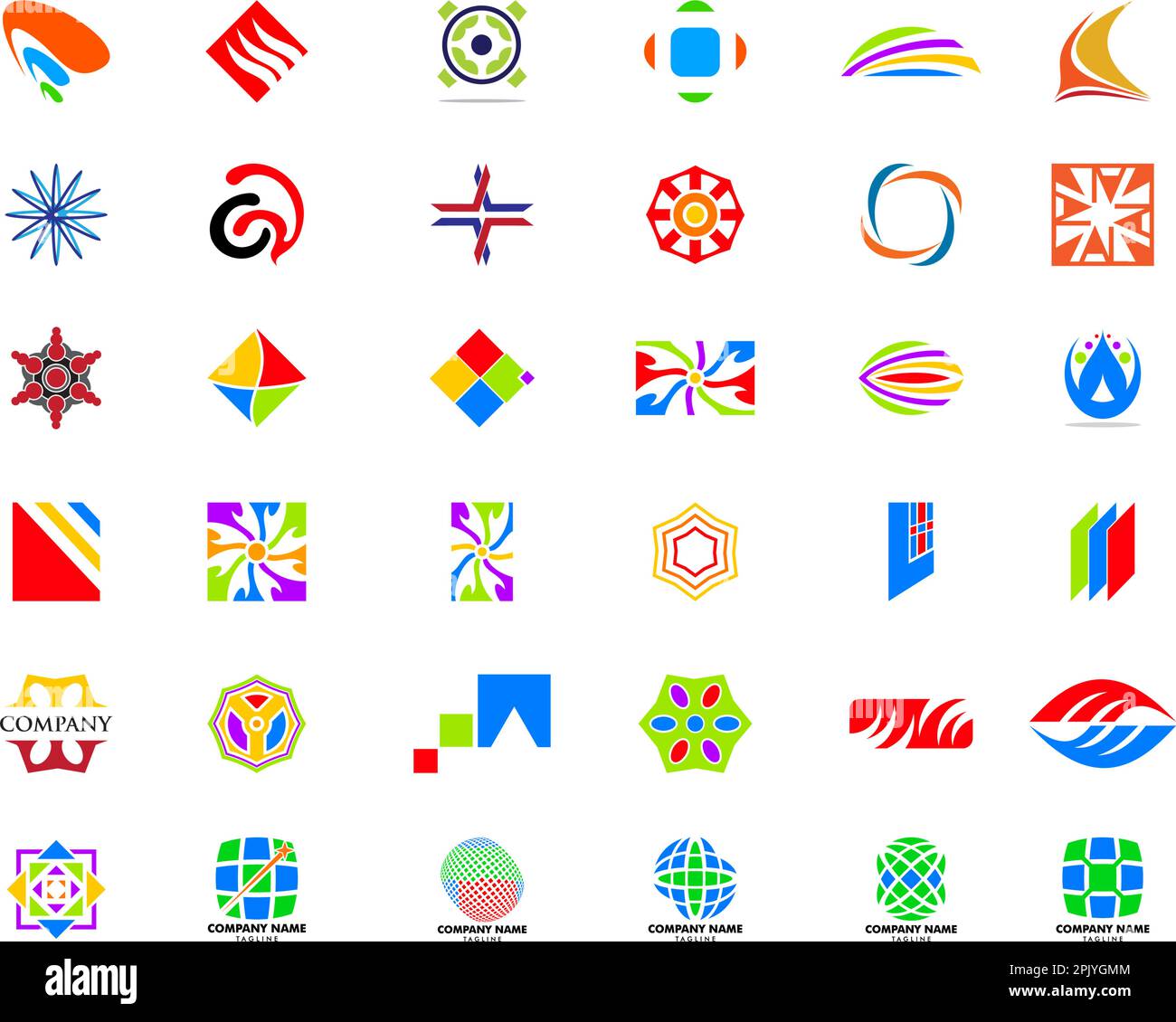 Set mit abstrakten Vector-Logo-Designelementen Stock Vektor