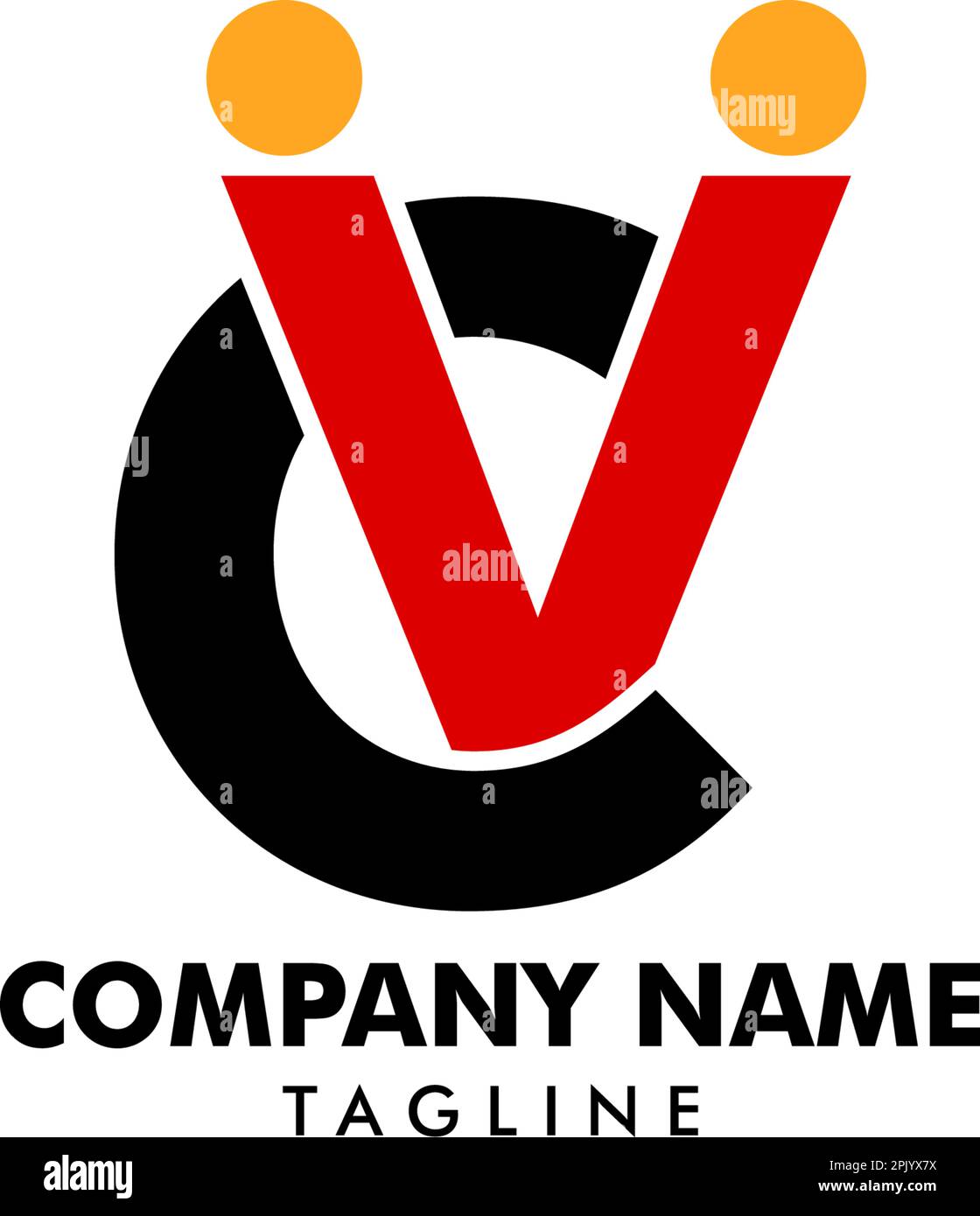 Anfangsbuchstabe CV menschliches abstraktes Logo-Vektorsymbol Stock Vektor