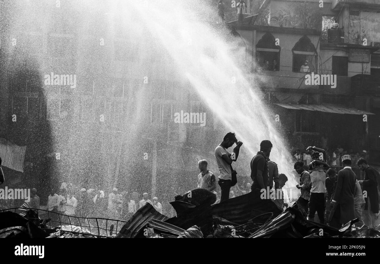 Der Feuerunfall in Bangabazar am 4. April 2023 Stockfoto