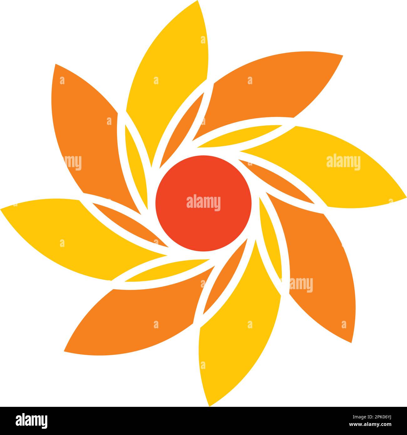 Abstraktes orangefarbenes Marigold-Blumen-Logo-Symbol-Design Stock Vektor