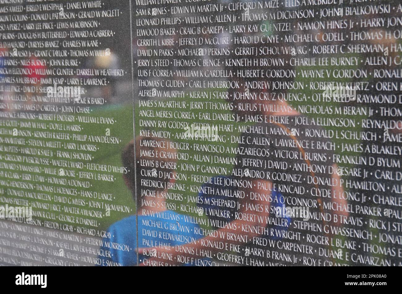 Wandspiegelung des Vietnam Veterans Memorial Stockfoto
