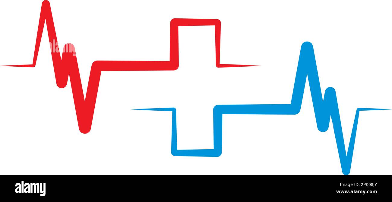 Medizinisches Krankenhaus Logo Kreuz- und Pulsdesign Stock Vektor