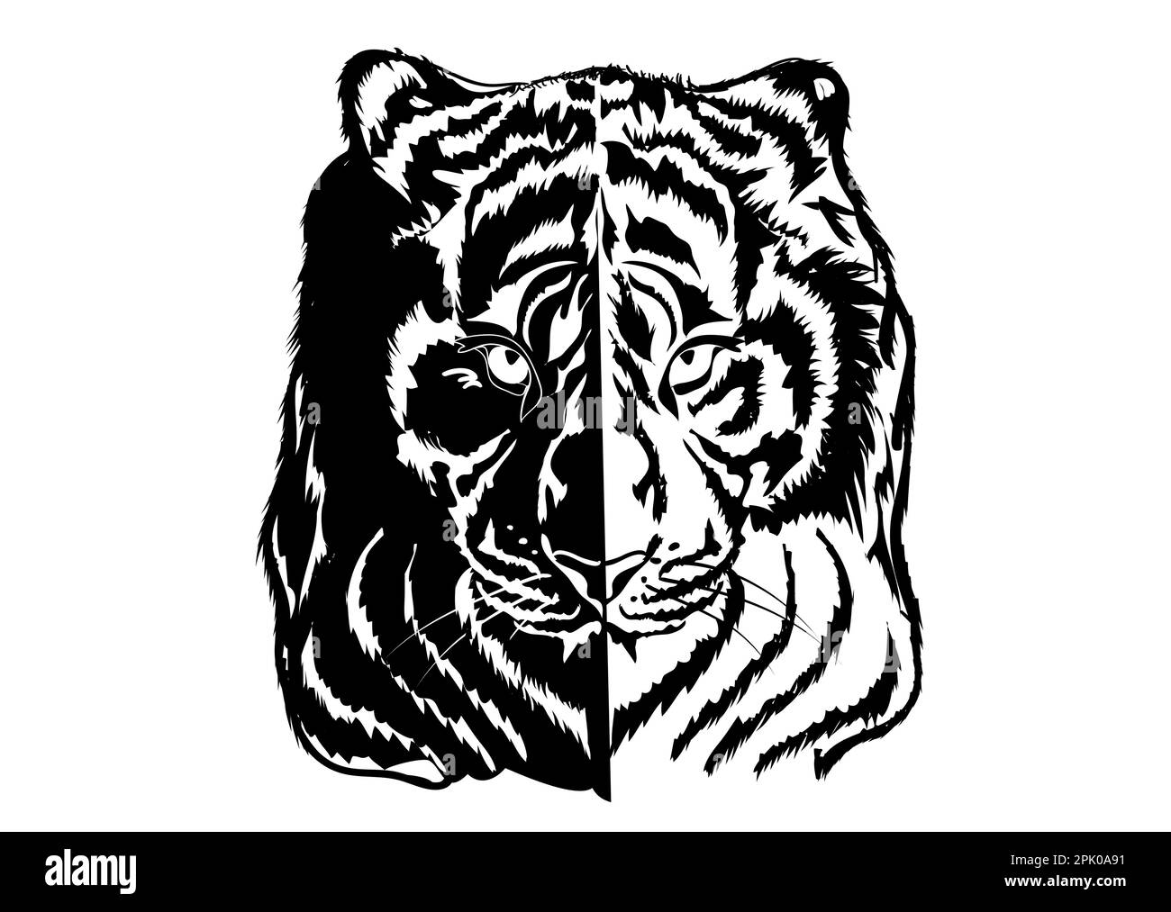 tigervektordarstellung auf weißem Hintergrund isoliert Stock Vektor