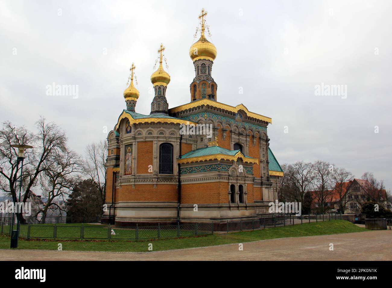 St. Mary Magdalene Chapel, historische russisch-orthodoxe Kirche am Mathildenhohen, erbaut zwischen 1897 und 1899, nördliche Höhe, Darmstadt, Deutschland Stockfoto