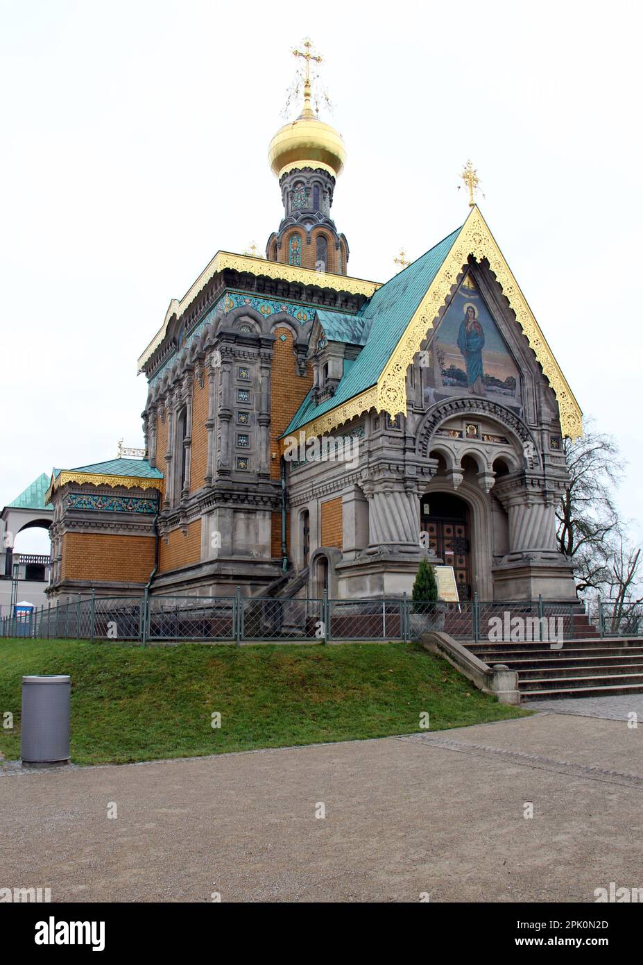 St. Mary Magdalene Chapel, historische russisch-orthodoxe Kirche am Mathildenhohen, erbaut zwischen 1897 und 1899, Darmstadt, Deutschland Stockfoto