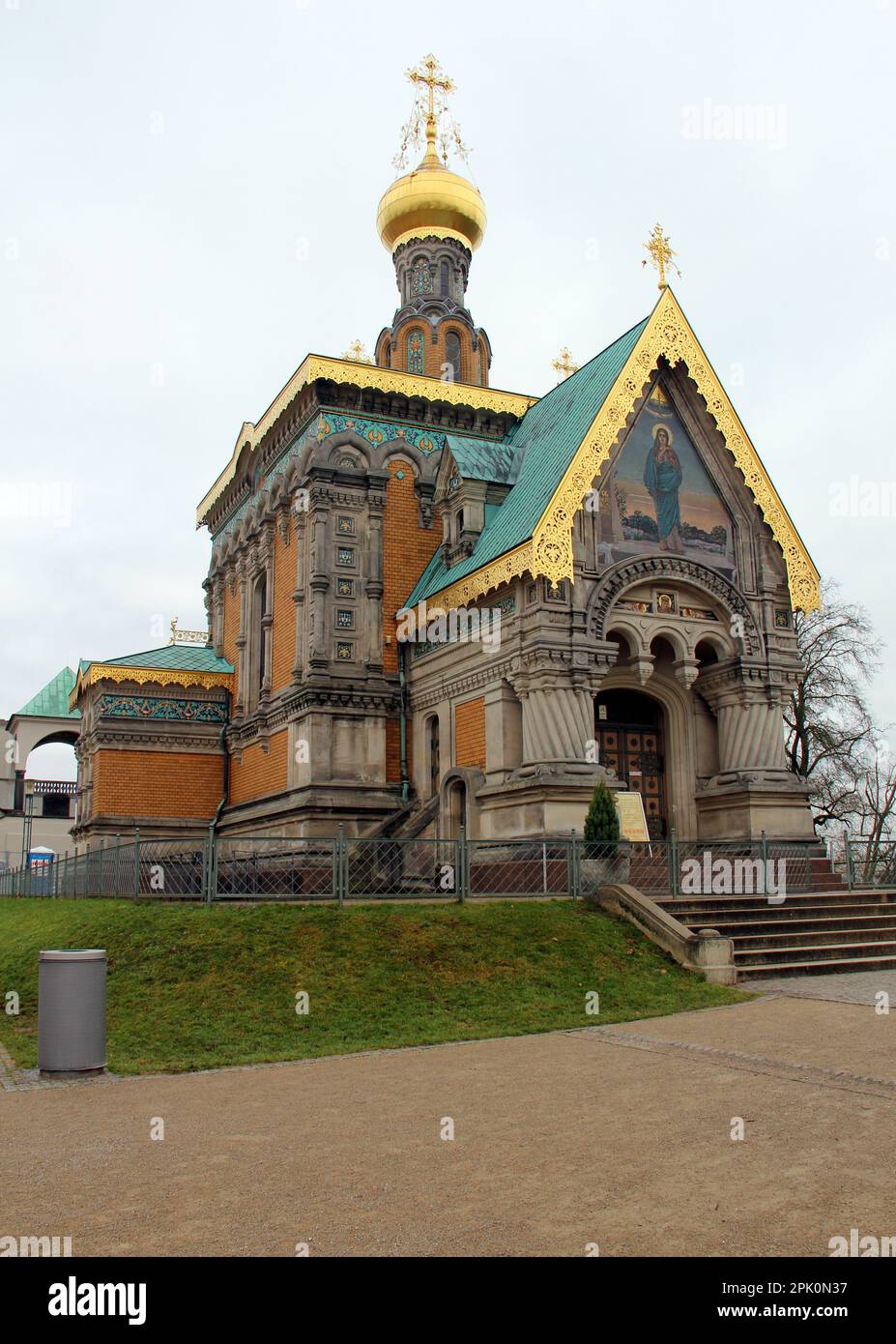 St. Mary Magdalene Chapel, historische russisch-orthodoxe Kirche am Mathildenhohen, erbaut zwischen 1897 und 1899, Darmstadt, Deutschland Stockfoto