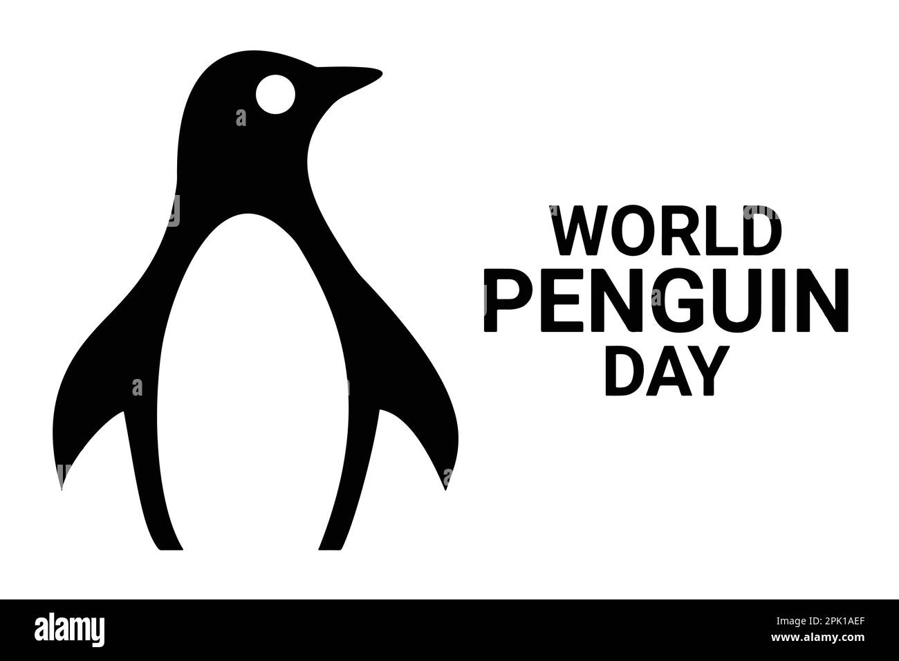 Welttag Der Pinguine. pinguin-Silhouette auf weißem Hintergrund. Vektorabbildung für Grußkarte, Poster, Banner, Flyer. Stock Vektor
