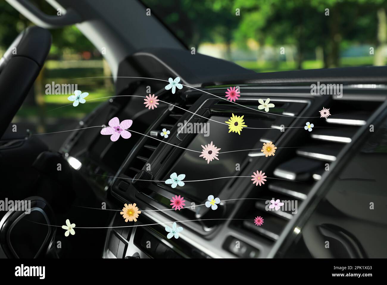 Blumenduft durch Ventilation im Auto. Lufterfrischer Stockfotografie - Alamy