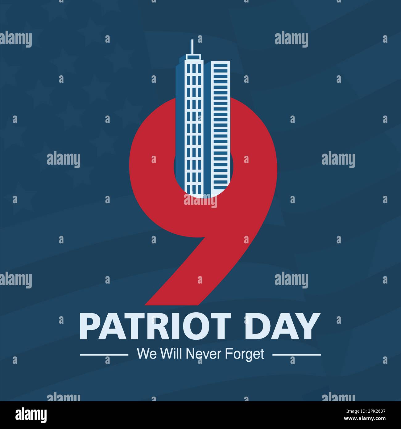 9/11 USA Denken Sie nie an den 11. September 2001. Konzeptionelle Vektordarstellung für Patriot Day USA-Poster oder -Banner, Darstellung mit modernem Vektorhintergrund Stock Vektor