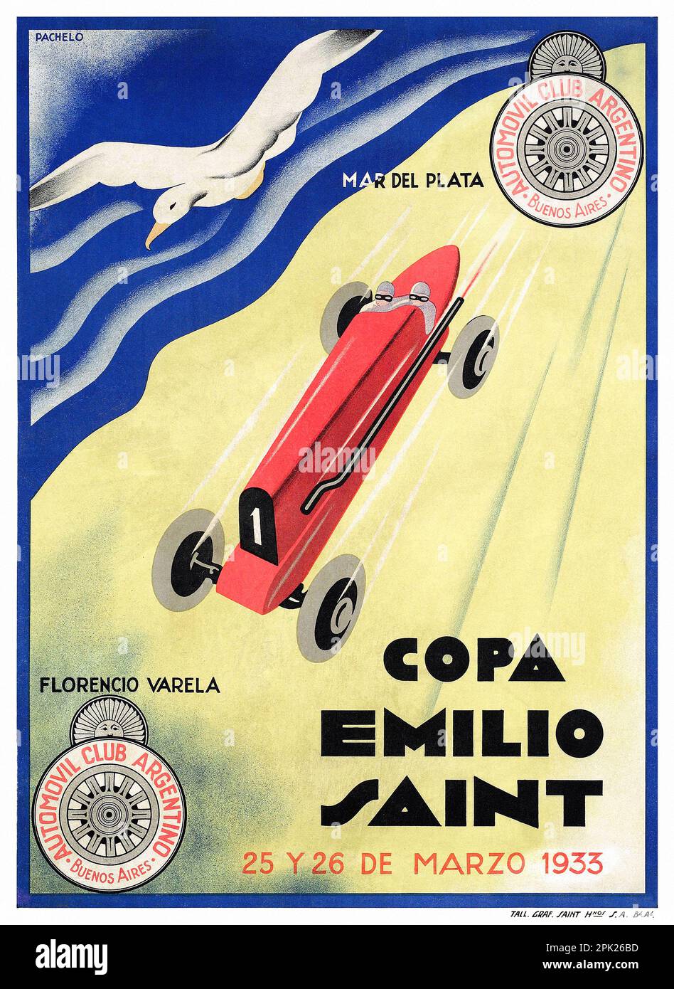 Copa Emilio Saint von Pachelo (Datum unbekannt). Poster wurde 1933 in Argentinien veröffentlicht. Stockfoto