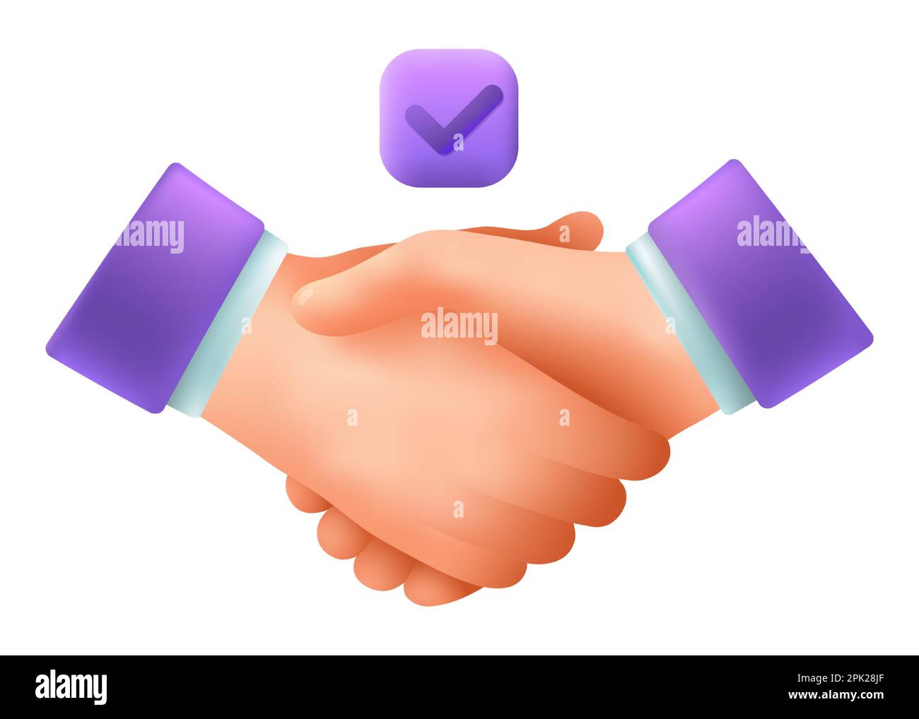 Handshake-Geste 3D-Cartoon-Style-Ikone Stock Vektor