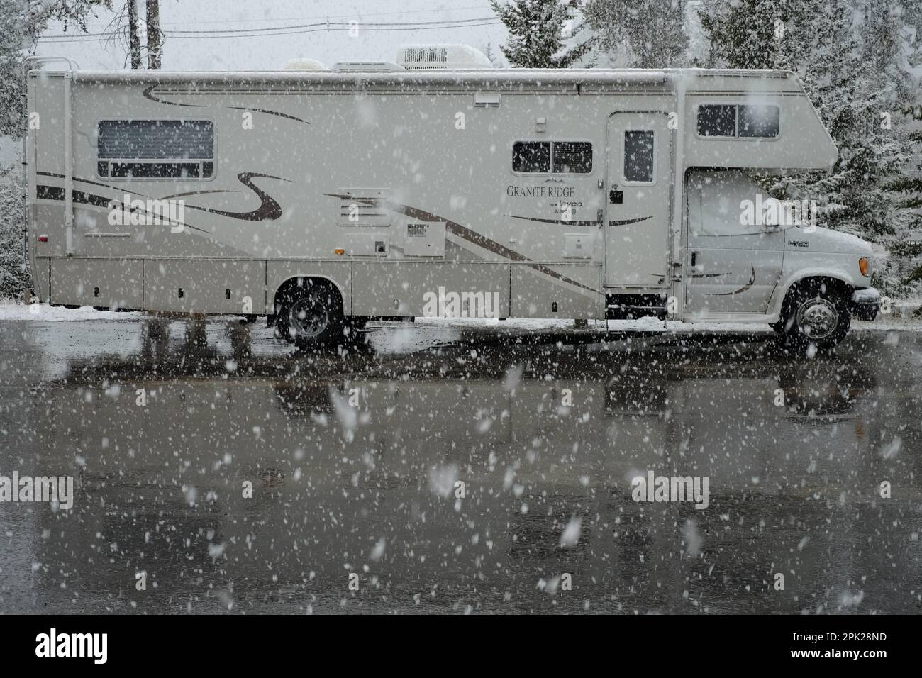Campingplatz für Wohnmobile, Banff, Alberta, Kanada Stockfoto
