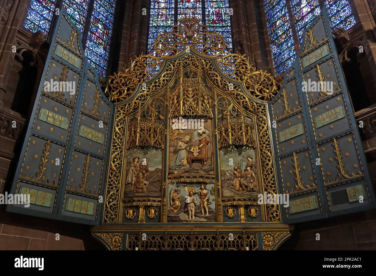 Scotts Lady Chapel, Altar, anglikanische Kathedrale Liverpool, St. James' Mount, Liverpool, Merseyside, England, Großbritannien, L1 7AZ Stockfoto