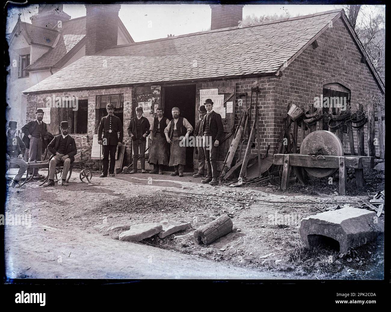 Die Smithy, Manafon, Wales. Nachwahl in Montgomeryshire, 1894 Stockfoto