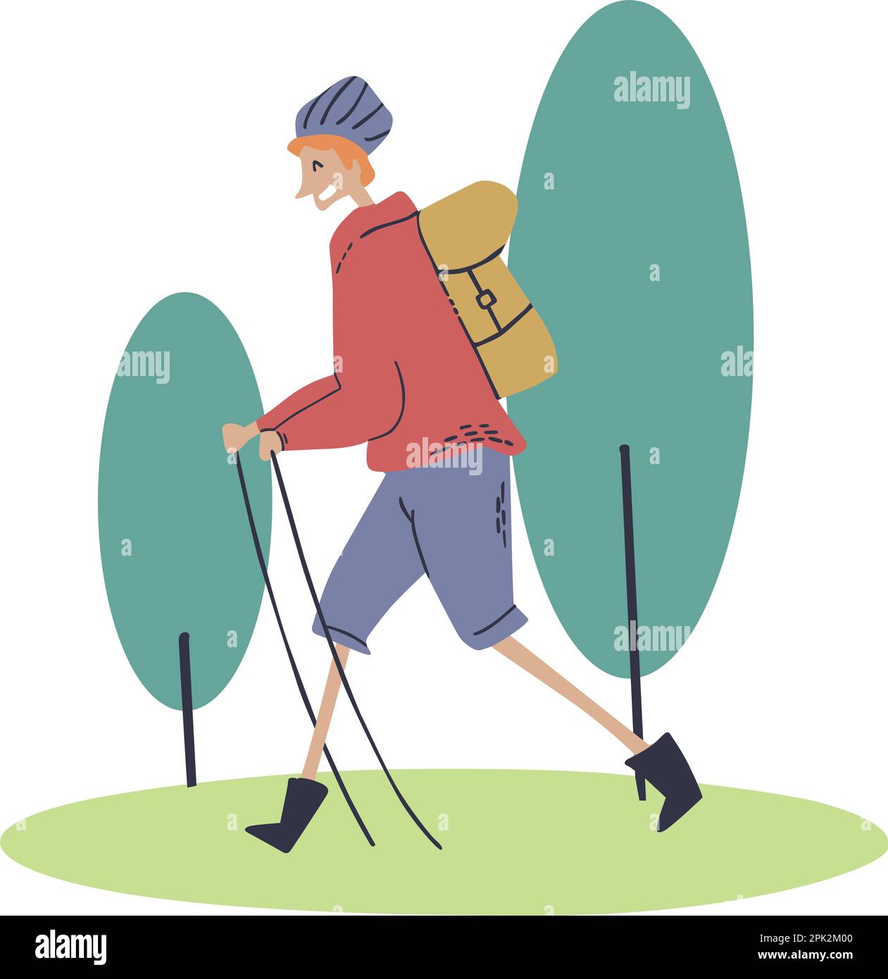 Cartoon Illustration von Menschen, die Aktivitäten ausüben. Aktivität „Kunstzeichnung“. Sport. Abenteuer. Stock Vektor